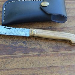 damascus custom made beautiful folding knife from the eagle collection