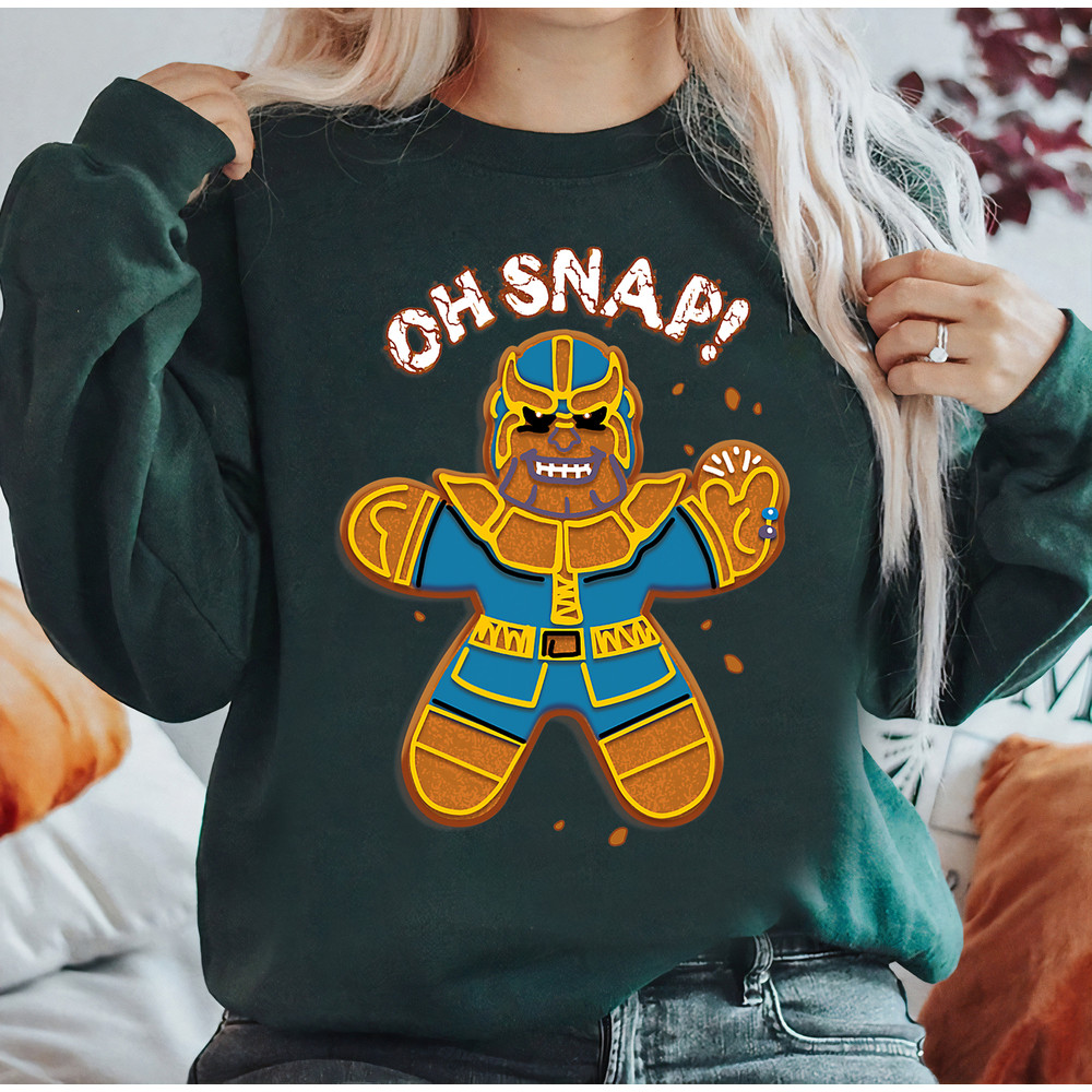 Marvel Christmas Thanos Gingerbread Oh Snap T-Shirt, Marvel Xmas Tee, Disneyland Christmas Matching Family Shirts, Christmas Squad Shirt.jpg