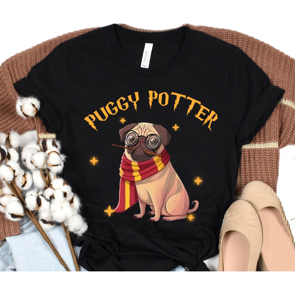 Puggy Potter Shirt, Pug Dog Shirt, Cute Dog Lover Shirt, Dog Lover Gift, Dog Lover Shirt, Dog Owner Shirt, Dog Mama Shirt, Dog Dad Shirt.jpg