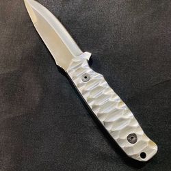 custom handmade aluminum handle d2 steel fixed blade hunting knife |unique gift|