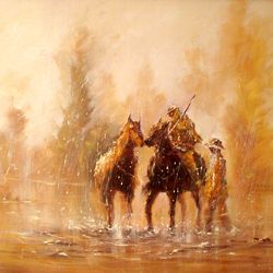Southwestern Art ORIGINAL OIL PAINTING on Canvas, Cowboy Painting, Original Art by "Walperion Paintings"