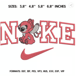 nike stitch angel embroidery design file pes. lilo and stitch brother design. logo nike embroidery, anime pes design