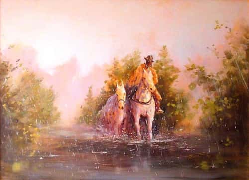Cowboy Painting ORIGINAL OIL PAINTING on Canvas, Sounthwestern Art Original Art by "Walperion Paintings"
