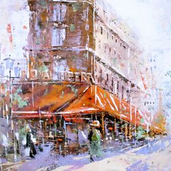 France Painting ORIGINAL OIL PAINTING on Canvas, Paris Painting Original Oil Art by "Walperion Paintings"