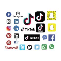 social network logo svg bundle, trending svg, tiktok svg, facebook svg, instagram svg, pinterest svg, twitter svg, snapc