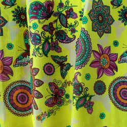 Russian fabric by the yard Mandala fabric cotton Wafer Cotton Butterflies fabric Yellow kitchen towel fabric by the yard