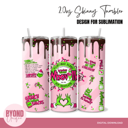 grinch inspired hot chocolate, 20 oz skinny straight tumbler sublimation design wrap, 300dpi png, instant download