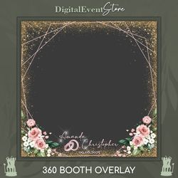 360 Overlay Videobooth Wedding 360 Rings Selfie 360 Photobooth 360 Gold Frame 360 Custom Wedding Pink Flowers Overlay