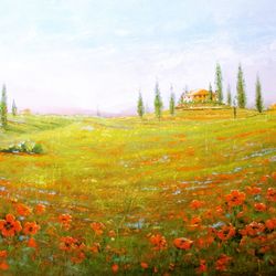 Tuscany Painting ORIGINAL OIL PAINTING on Canvas, Italy Painting Original Oil Art by "Walperion Paintings"