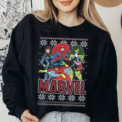 marvel avengers women ugly christmas sweater tshirt, marvel xmas lights, disneyland christmas matching family shirts, ch