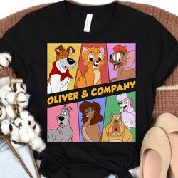 vintage disney oliver and company shirt, oliver, dodger, tito, georgette, francis, einstein, and rita tee, disneyland fa