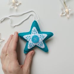 christmas ornaments, set of 2  christmas tree ornaments, christmas tree decorations, felt ornaments, star ornaments