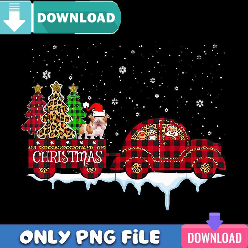 Bulldog Christmas Leopard Truck PNG Perfect Sublimation Design Download.jpg