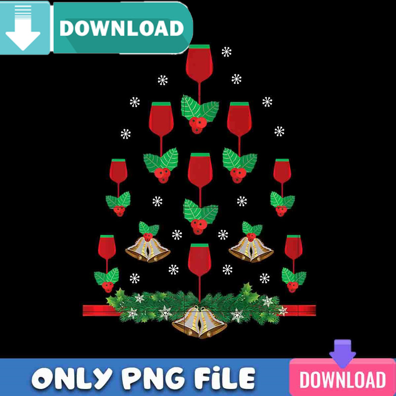 Christmas Wine Tree PNG Perfect Sublimation Design Download.jpg