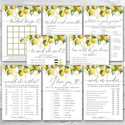 lemon bridal shower games bundle citrus bridal shower game package 8 printable lemon bridal shower games pack lemon wedd