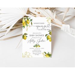 mama's main squeeze baby shower invitation lemon baby shower invitation lemonade baby shower invitation summer baby show