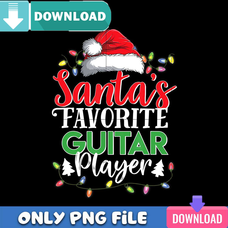 Santa Favorite Guitar Player PNG Perfect Sublimation Design Download.jpg