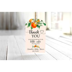 EDITABLE Orange Thank You Tags A Little Cutie Baby Shower Favor Tag Citrus Thank You Tag Orange Favor Tag A Little Cutie