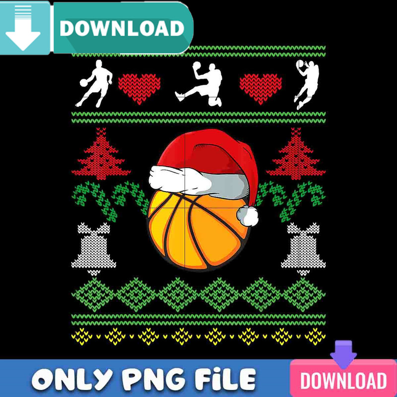 Basketball Santa Hat PNG Perfect Sublimation Design Download.jpg
