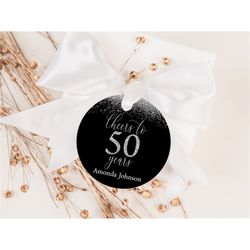 editable cheers to 50 years favor tag silver glitter favor tag 50th birthday favor tag cheers to 50 years sticker annive