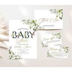 editable christmas baby shower package winter wonderland baby shower invitation set gender neutral holiday baby shower i