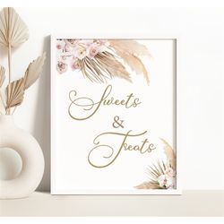 pampas grass sweets and treats sign boho baby shower tropical desert baby shower sweets and treats sign pampas grass bab