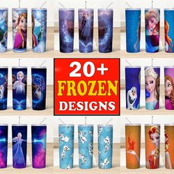 20 frozen tumbler svg, 20oz skinny tumbler sublimation, frozen skinny tumbler svg bundle, elsa tumbler, digital download