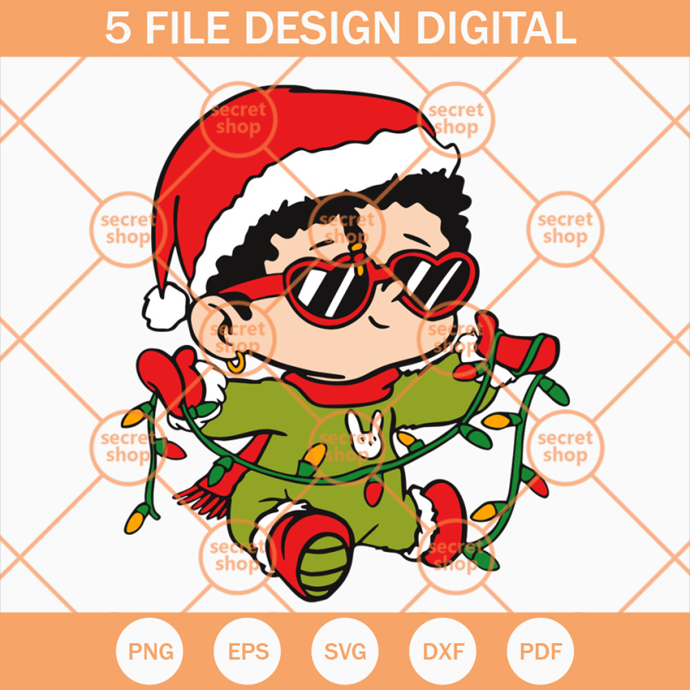 Baby Bad Bunny Christmas Light SVG, Cute Bad Bunny Character SVG, Xmas Holiday SVG - SVG Secret Shop.jpg