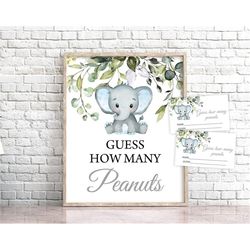guess how many peanuts blue elephant baby shower game peanuts baby shower game elephant baby shower sign baby shower gam