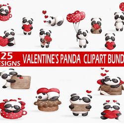 20 panda clipart, panda valentine svg, panda svg, love clipart, love panda clipart, valentine's day, digital download