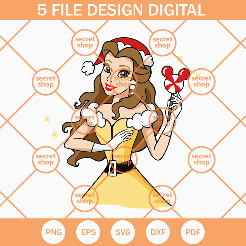 Belle Christmas SVG, Belle Princess SVG, Disney Princess Christmas SVG - SVG Secret Shop.jpg