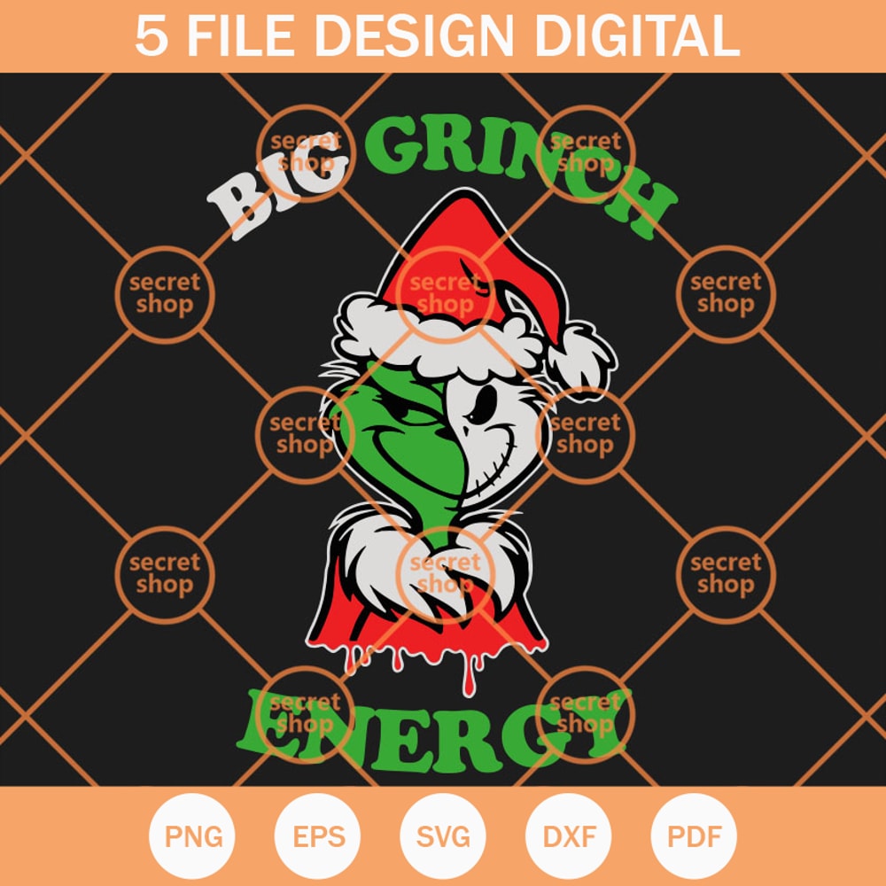 Big Grinch Energy SVG, Shifty Grinch Christmas SVG, A Half White Grinch Face SVG - SVG Secret Shop.jpg