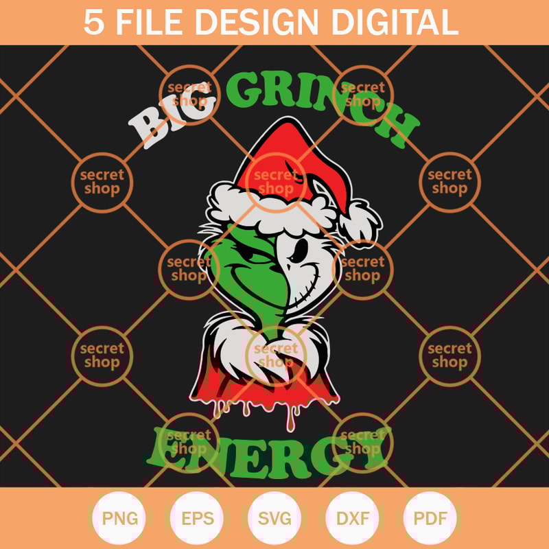 Big Grinch Energy SVG, Shifty Grinch Christmas SVG, A Half White Grinch Face SVG - SVG Secret Shop.jpg