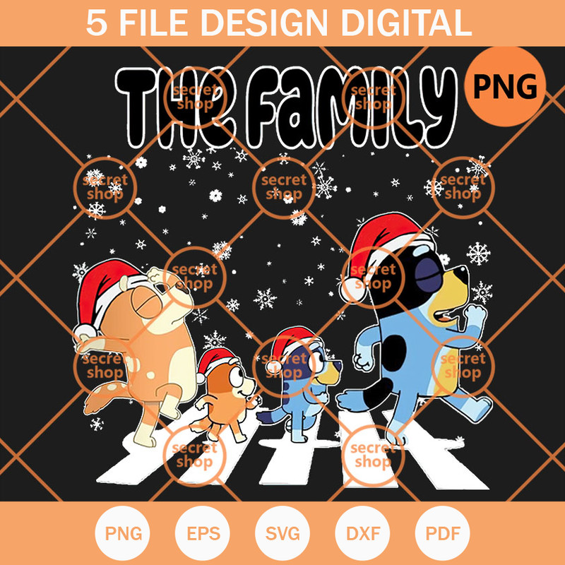 Bluey And Bingo Christmas Road PNG, Dog Family Christmas Waking PNG, Christmas On The Road PNG - SVG Secret Shop.jpg