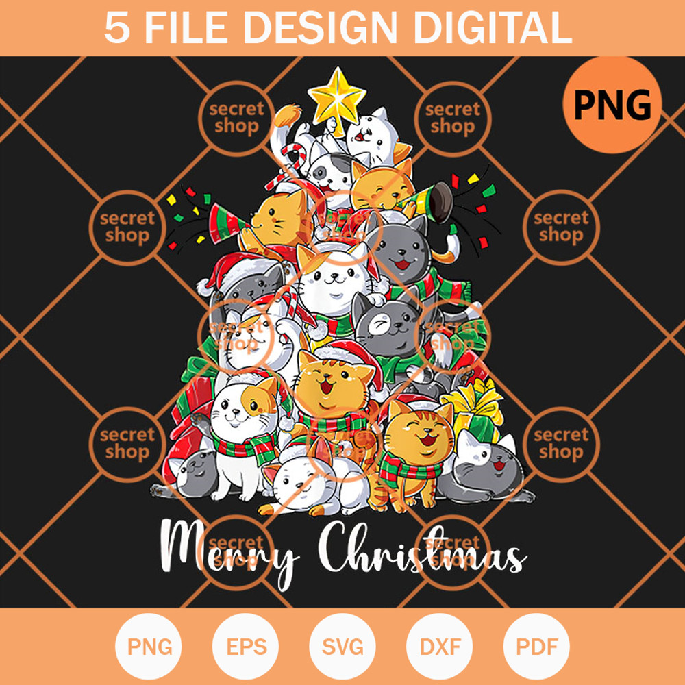 Cat Christmas Tree PNG, Building Cats For Christmas PNG, Merry Christmas PNG - SVG Secret Shop.jpg