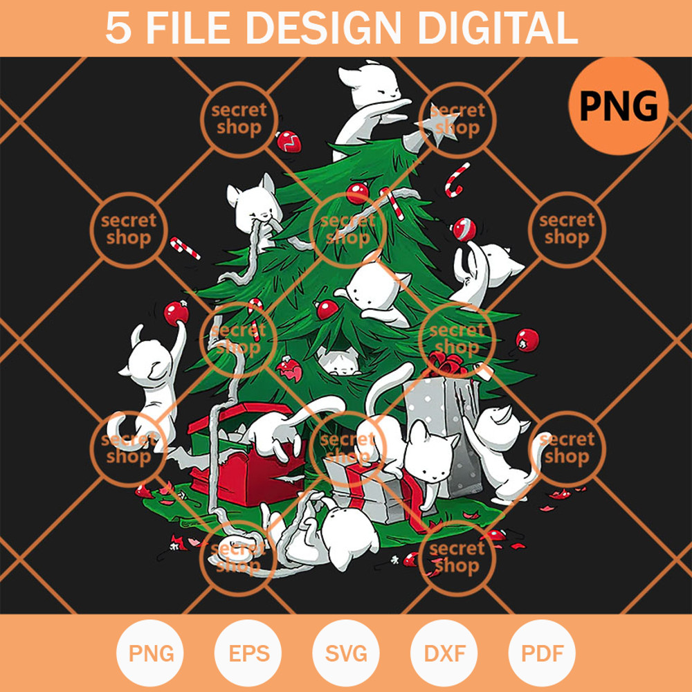 Cat Christmas Tree PNG, Christmas Pine Tree PNG, Xmas Holiday Gifts PNG - SVG Secret Shop.jpg