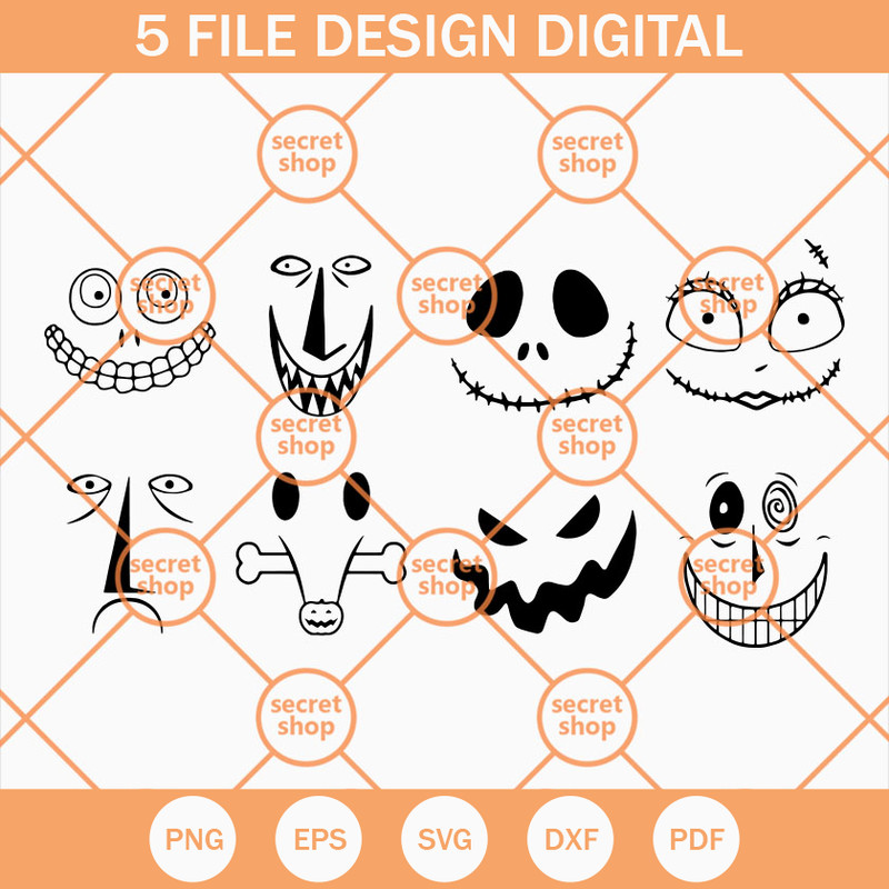 Characters Face Nightmare Before Christmas SVG, Jack Skellington SVG, The Nightmare Before Christmas SVG, Christmas SVG - SVG Secret Shop.jpg