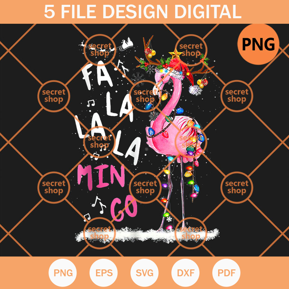 Christmas Flamingo Fa La La Mingo PNG, Flamingo Main Poster PNG, Christmas Lighting Bling Bling PNG - SVG Secret Shop.jpg
