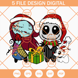 christmas jack and sally svg, couple jack and sally svg, jack taking gift to sally svg
