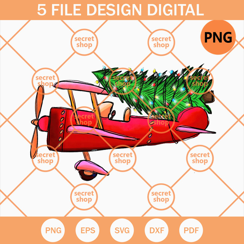 Christmas Tree Vintage Plane PNG, Red Plane Xmas PNG, Xmas Holiday PNG - SVG Secret Shop.jpg