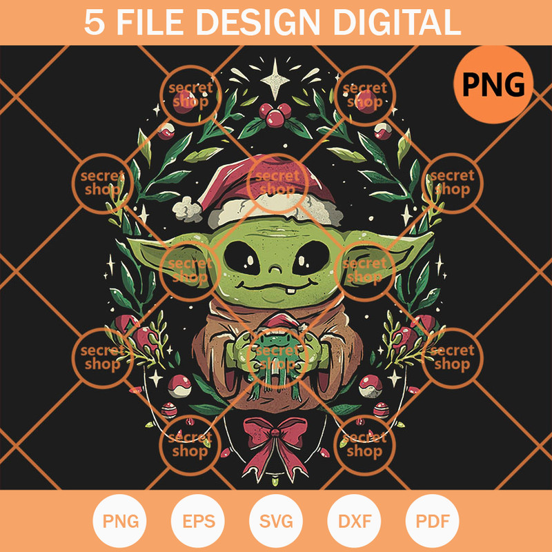 Chritmas Baby Yoda PNG, Star Wars Disney PNG, Yoda Holding Box Gift PNG - SVG Secret Shop.jpg