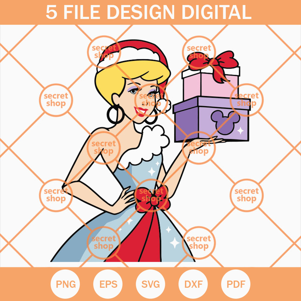 Cinderella Christmas SVG, Cinderella And Gifts SVG, Disney Cinderella Movie SVG - SVG Secret Shop.jpg