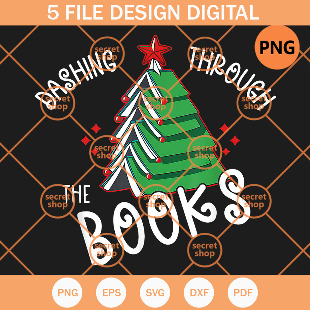 Dashing Through The Books PNG, Christmas Tree PNG, Merry Christmas Holiday PNG - SVG Secret Shop.jpg