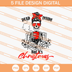 dead inside but its christmas skull girl svg, christmas svg