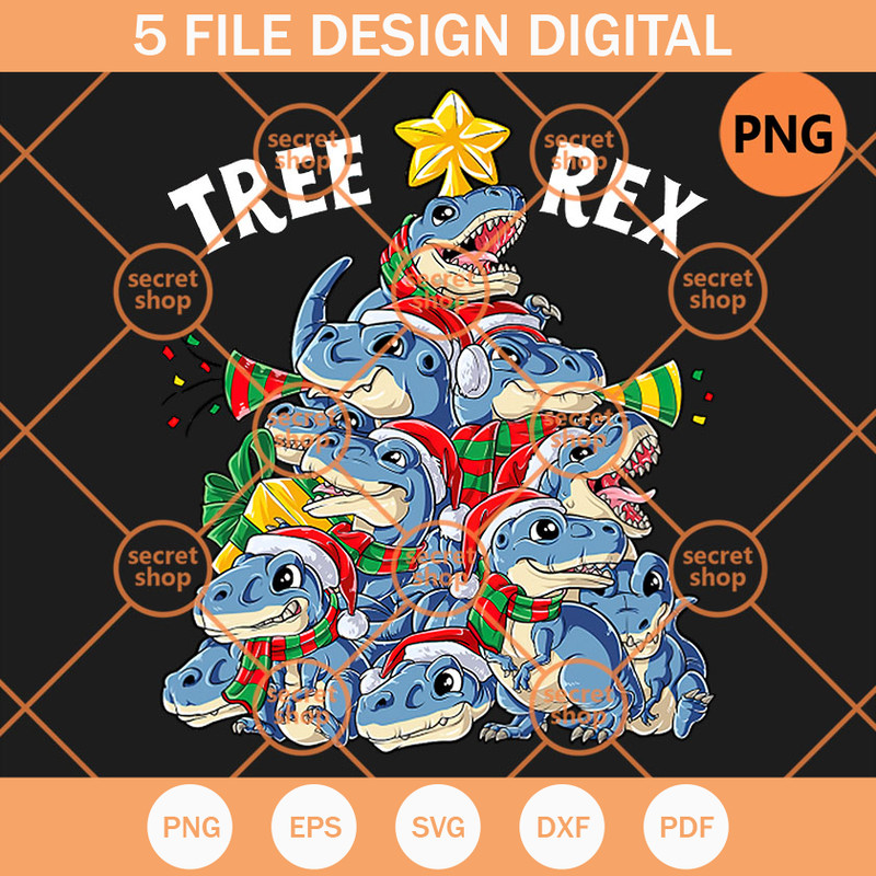 Dinosaur Christmas Tree PNG, Building Dinosaur For Christmas Tree PNG, Tiny Dinosaur Xmas PNG - SVG Secret Shop.jpg