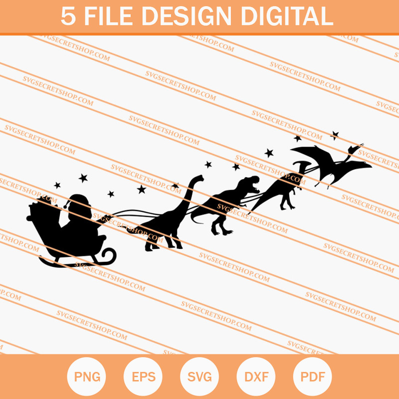 Dinosaur Sleigh SVG, Christmas SVG, Dinosaur SVG - SVG Secret Shop.jpg