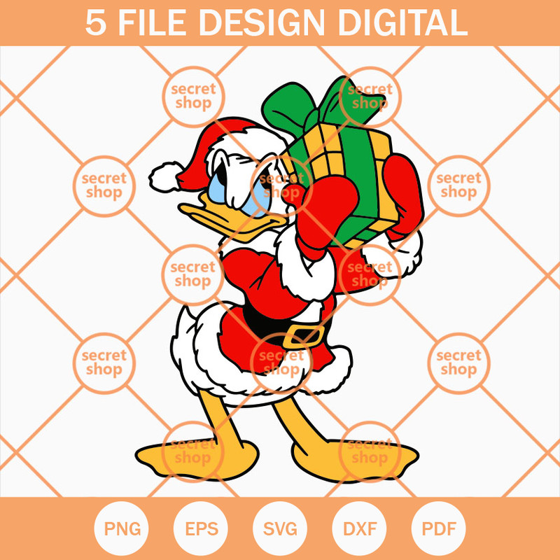Donald Duck Christmas SVG, Donald Santa Christmas SVG, Donald Duck And Christmas Gift SVG - SVG Secret Shop.jpg