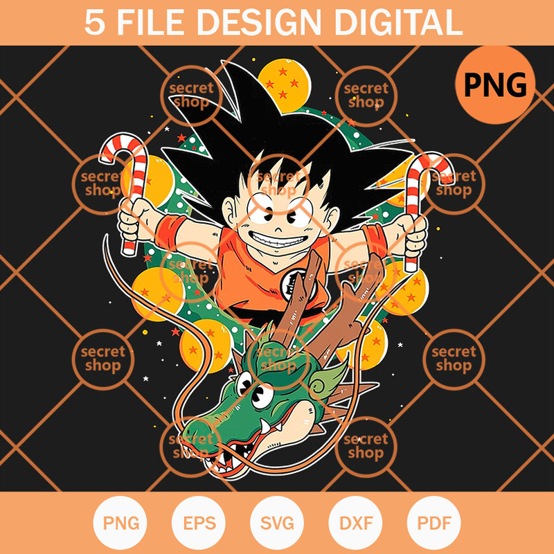 Dragon Ball Christmas, Young Songoku PNG, Baby Goku Holding Candy PNG - SVG Secret Shop.jpg