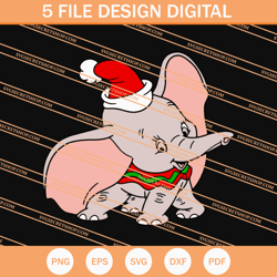 elephant wearing santas hat svg, elephant svg, christmas svg