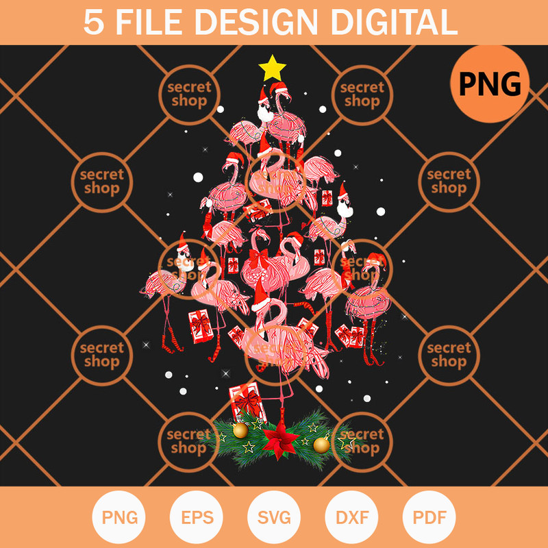Flamingo Christmas Tree PNG, Pink Flamingo Images PNG, Merry Christmas PNG - SVG Secret Shop.jpg